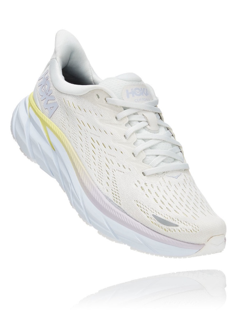 Hoka Clifton 8 Women’s Running Shoe — Blanc de Blanc/Bright White